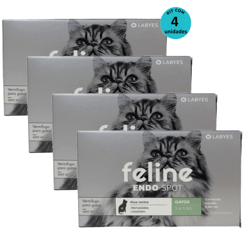 Vermífugo Feline EndoSpot P/ Gatos de 2 a 5kg 0,80ml Kit com 4 unid.